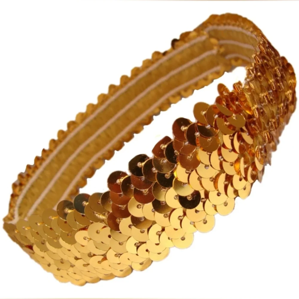 Women's Sequin Elastic Gold Headband NWT
